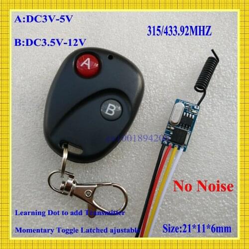 433.92mhz Micro Remote Control Switch Mini Receiver 3.5v 3.7v 4.5v 5v 6v 7.4v 8.4v 9v 12v Long Range Small Receiver Transmitter