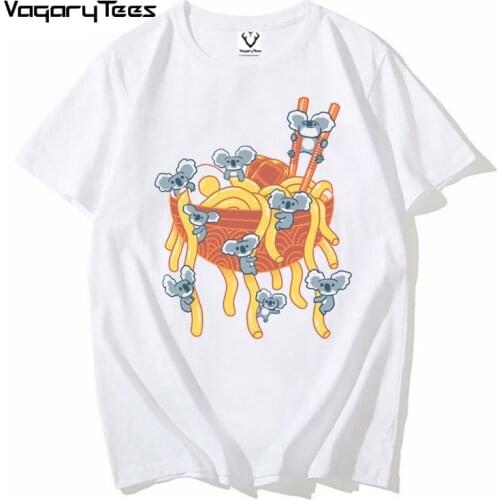 Koala Cute Printing t shirt Kawaii Boys Tops Leisure Girl Tshirt Koala Noodles Cartoon White Clothes Spoof