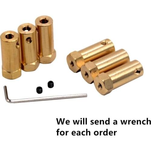 5/10pc 3/4/5/6/7/8 MM Yellow Copper Screw Wheel Hexagonal Brass Coupling length 30mm Hex Connector Robot Accessories Shaf