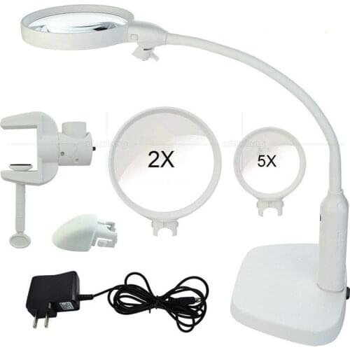 Desktop clip interchangeable Desktop clip type fixed 120MM lens 6 LED lights reading reading repair magnifying glass