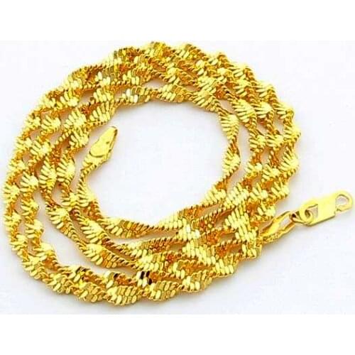 New Arrival Fashion 24K GP gold color Necklace Mens & Women Yellow Gold Golden Jewelry Necklace hot sell YHDN070