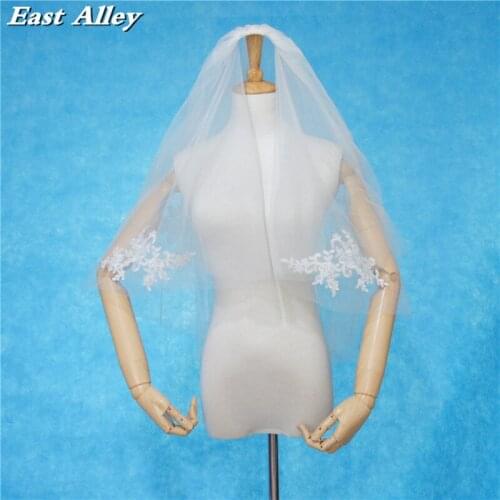 2018 New Style 2 layer Elbow Length Bridal Veil Lace Applique Wedding Veil