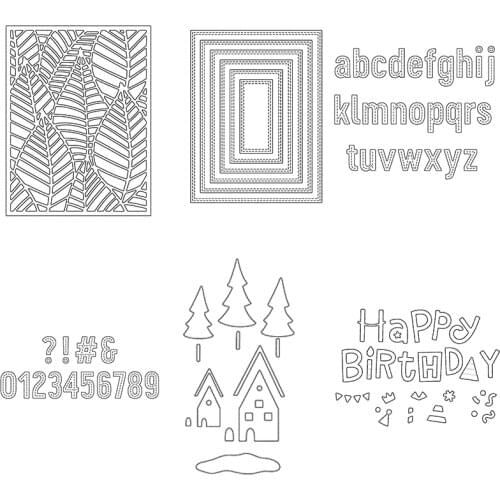 Cutting Dies Wooden House Leaves Tree Frame Rectangle Number Happy Birthday For DIY Scrapbook Photo Album Craft Card 2021 New