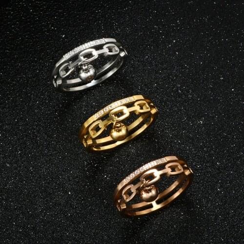 Luxury Hollow Irregular With Ball Crystals Rings For Women Men Fashion Stainless Steel Elegant Engagement Wedding Finger Jewelry