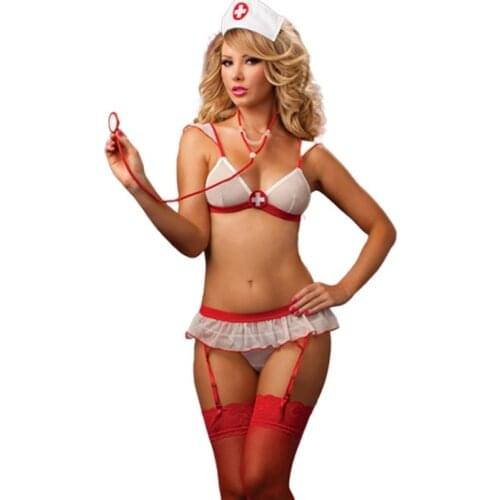 Sexy Nurse Cosplay Sexy Erotic Costumes Sex Role Playing Sexy Skirt for Sex Nurse Uniform Roleplay Fantasy Lingerie Dress Set