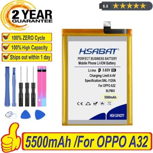 Top Brand 100% New 5500mAh BLP805 Battery for OPPO A32 Batteries + free tools