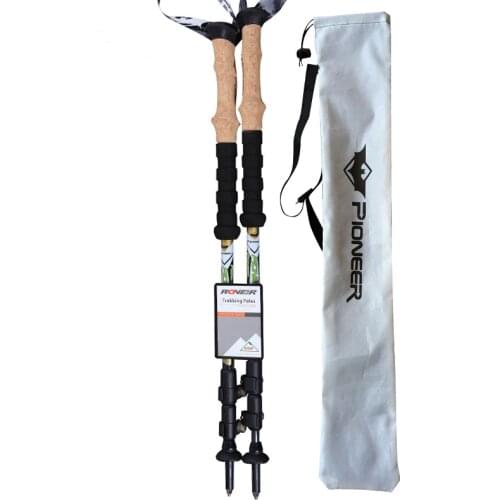 PIONEER 3 Section Carbon Fiber Cross Country Hiking Walking Cane Shock Trekking Pole Stick Alpenstock
