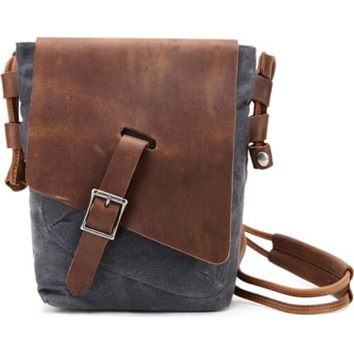Waterproof Men Canvas Shoulder Crossbody Bags Small Back School Pack Messenger Bags