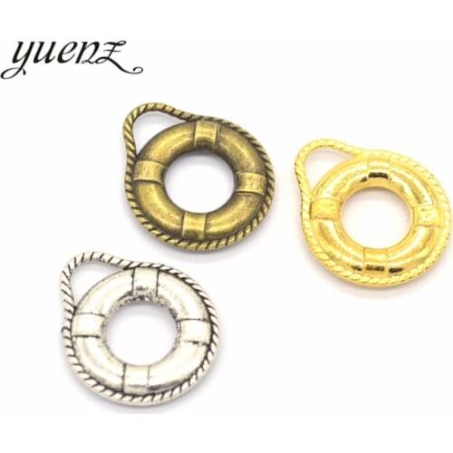 YuenZ10pcs Antique silver color Metal alloy Lifebuoy Charms Pendants Necklace Beads for DIY Big Hole Beads Bracelets Charms J121