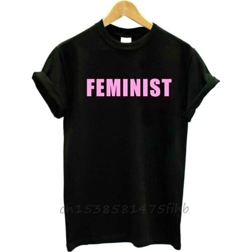 FEMINIST Pink Letters Print Women Tshirt No Fade Premium Casual T Shirt For Lady Girl Woman T-Shirts Graphic Top Tee Customize