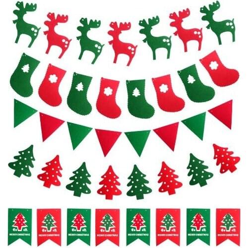 ZY DIY 5 Designs Merry Christmas Flag Tree Deer Boot Felt handmade Nonwoven Felt Fabric Home Decoration DIY sewing fabric Store