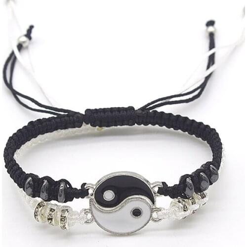 1Pair Couple Bracelet Chinese Retro Tai Chi Gossip Banish Bad Luck Hand Woven Rope BFF Best Friend Friendship Jewelry