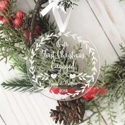 1 Pc Personalized Christmas Clear Acrylic Tags Glass Round Shape Custom Different Name To Be Mr. and Mrs Ornament Ornament