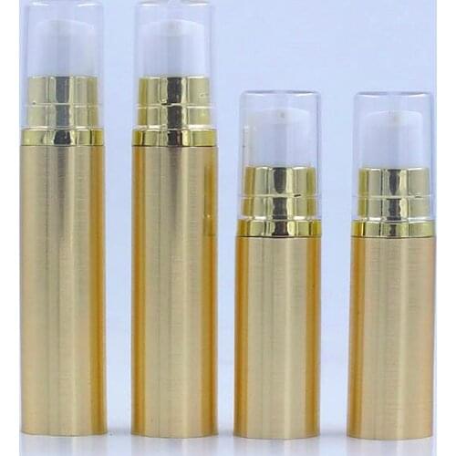 10ML gold airless plastic bottle gold pump clear lid lotion emulsion serum mist sprayer hyaluronic toner skin care packing