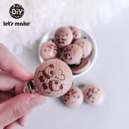 Lets Make Pacifier Clip 10pc Round Wooden Engrave Customize Baby Wooden Dummy Clip Neutral Gift For Pacifier Chain Baby Teether