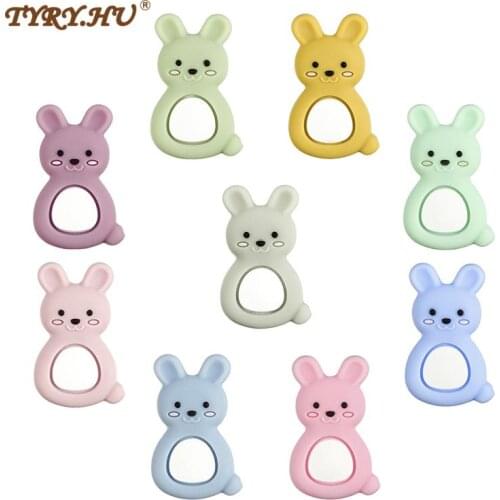 1set Silicone Beads Teething Rodent Food Grade BPA Free Rabbit DIY Pacifier Chain Accessories Necklace Infant Gift BPA Free