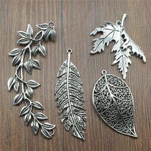 2pcs Charms Leaves Antique Silver Color Leaves Branch Charms Pendant Jewelry Leaves Charms For Jewelry Making