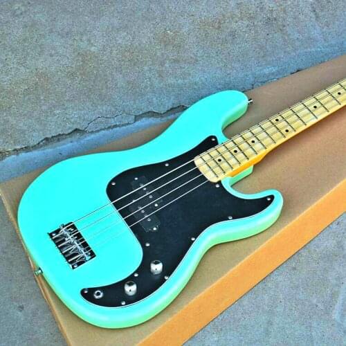Top quality FDPB-6006 light green color black plate solid body maple fretboard 4 strings Precision Bass guitar , Free shipping