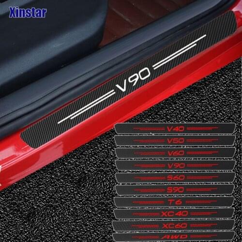 4PCS Carbon Fiber Stickers Vinyl Sport Stickers Decals For Volvo S60 XC90 V40 V50 V60 S90 V90 XC60 XC40 AWD T6 Accessories