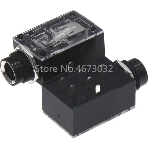 5pcs TRS 1/4" 6.35 mm stereo phone Jack socket Headphone Connector 3 conductor 7 contact through hole right angle Transparent