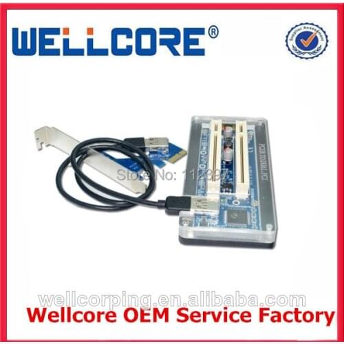 PCIe To 2 PCI adapter PCI express X1 to dual PCI Riser Card with case enclosure