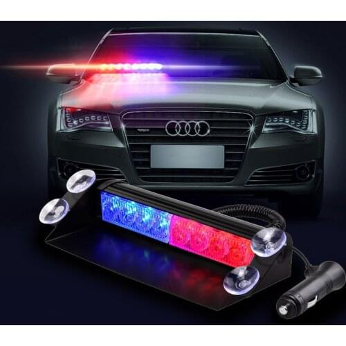 Car Truck Emergency Flasher Dash Strobe Warning Light Day Running Flash Led Police Lights 8 LEDs 3 Flashing Modes 12V
