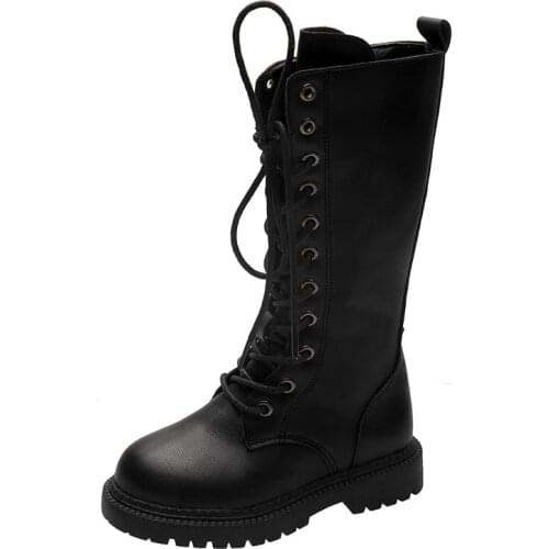 COZULMA Autumn Kids Girls Breathable High Boots Winter Fashion Shoes Children Girls Lace-Up Fashion Boots Size 26-36