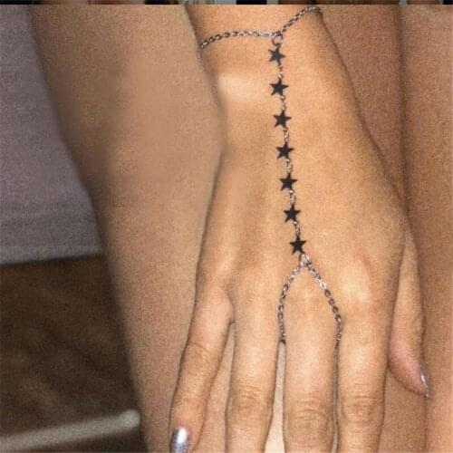 Fashion Simple Small Star Pendant Chain Bracelet Trendy Exquisite Connected Finger Bracelets Hand Accessories for Women Jewelry