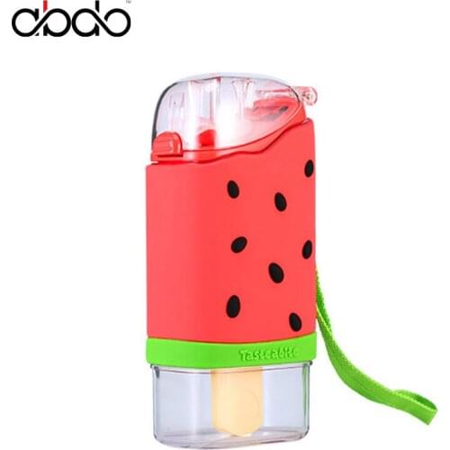 Ice Cream Water Bottle With Straw Kids Leakproof Bottle Adjustable Shoulder Portable Strap BPA Free Travel Sport Plastic Kettle