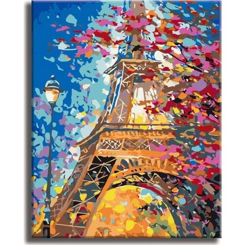 Floral Tower Paint by Numbers Colorful Oil Painting Abstract 16x20 Framed DIY Paint by Numbers Kit for Adults Beginners