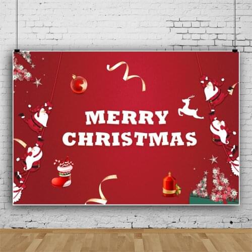Merry Christmas Decor Backdrop Santa Claus is Swinging Background Photography Xmas New Year Family Party Decoration Photo Booth