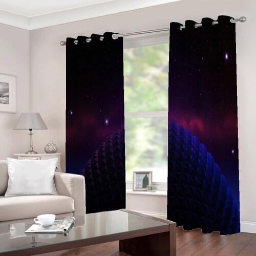 Custom Earth Universe Starry Sky window Curtain For living room bedroom Decoration Polyester Fabric Night Scene Drapes Sets