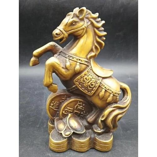 Chinese archaize twelve Zodiac Fengshui Brass Wealth horse Statue