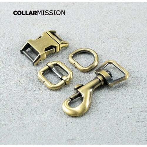 Metal buckle+adjust buckle+D ring+metal dog clasp/set) retailing 15mm for high quality pet collar leash set harness DIY parts
