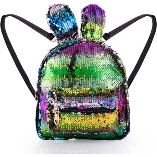 Fashion Style Colorful Fish Scale Sequins Girls Backpacks Sequined Decor Large Capacity School Bag for Women