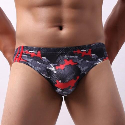 Mens Briefs Sexy Lingerie Low Rise Underwear Print Briefs Breathable Comfortable Soft Bikini Underpants Male Clothes Summer