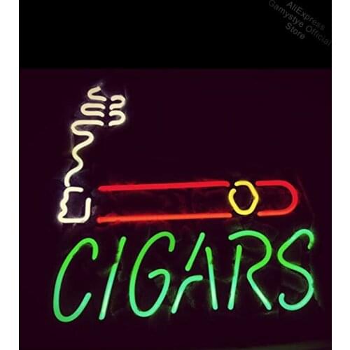 NEON SIGN For Custom Cigars Smoke Room Neon Light PUB shop display Glass Neon Lights Neon Bar Lamp Light Advertisement Nail Sign