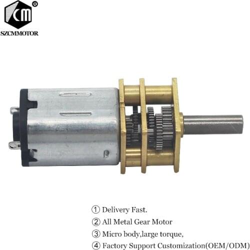 Rated Voltage 12VDC No-load Speed 30 to 6000 RPM Micro Gear Motor N20 Mini Geared Motor DIY Robot micro metal gearmotor
