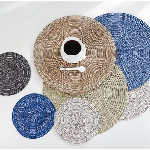Round Table Mats Solid Color Table pads Woven Placemats Heat Resistant Dining Table Mats Non-Slip Washable Place Mats Set