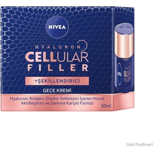 Nivea Hyaluron Cellular Fıller + Contouring Anti-Aging Night Cream 50 ml/collagen,skin elastin,wrinkle remover,tightens the face