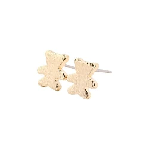 Wholesale 10Pair/Lot Tiny Teddy Bear Earrings Cute Animal Brincos Jewellery Silver Gold Pink Gold Color For Women Kids Gift