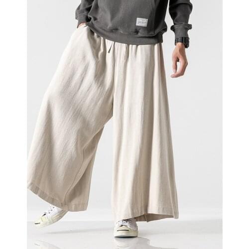 Autumn Mens Causal Baggy Pants Fashion Solid Color Jogging Pants Men Cotton Loose Vintage 2021 Wide Leg Pants Woman Trousers 5XL