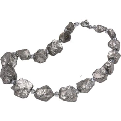 GG Jewelry Silver Titanium Quartz Rough Nugget Crystal Necklace