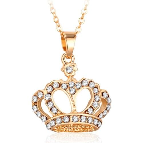 Italina Rigant crown Pendant Necklace Rose Color With Austrian Crystal Stelux High Quality Gift for women #RG75353
