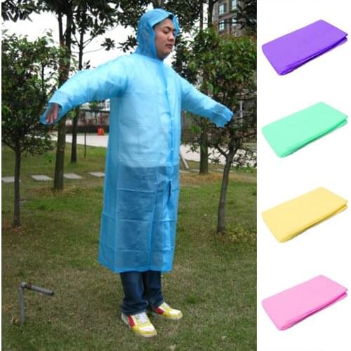 Portable PVC Men Women Outdoor Camping Hiking Raincoat Reusable Waterproof Transparent Hooded Raincoat Travelling Tools