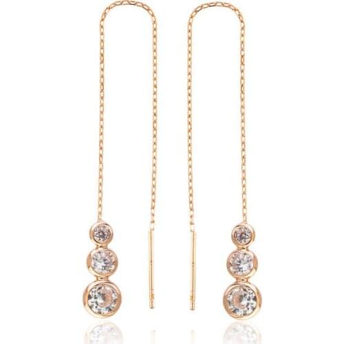 Tevuli 925 Sterling Silver White Cubic Zirconia Chain Earrings