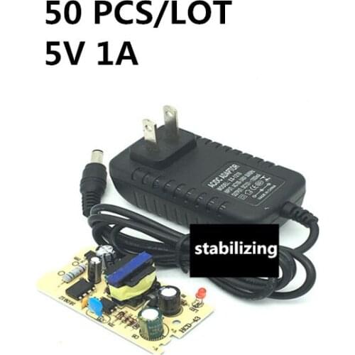 50PCS AC 100-240V DC 5V 1A Universal Power Adapter Supply Charger adapter US for LED light strips power security monitor
