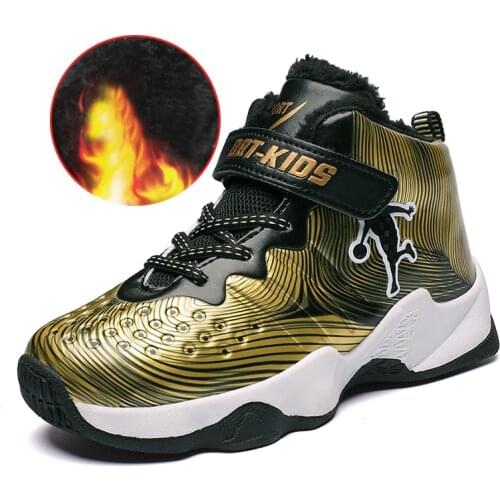 High Quality Cold Protection Non-slip Kids Sneakers Adds Fur Warm Boys Basketball Shoes Kids Outdoor Sport Boy Jordan Shoes
