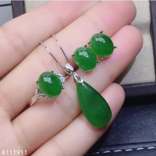 KJJEAXCMY fine jewelry 925 sterling silver inlaid Natural jasper classic Necklace Ring Earring Set Support detection noble