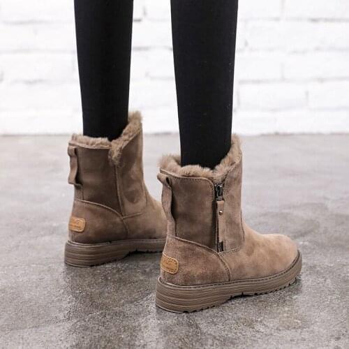 Winter thickened warm snow boots womens 2021 autumn boots British wind Martin boots innet red flat boots wear-resistant